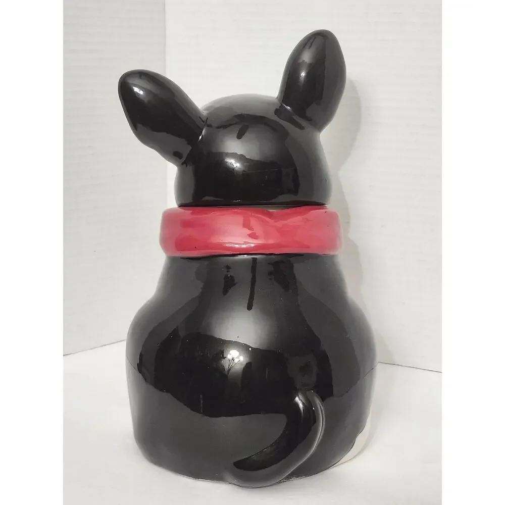 Celebrate It French Bulldog Boston Terrier Cookie Jar Red Scarf Ceramic
